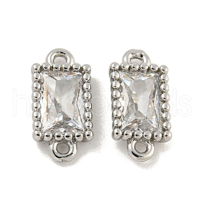 Brass Clear Cubic Zirconia Connector Charms KK-G490-06P-1