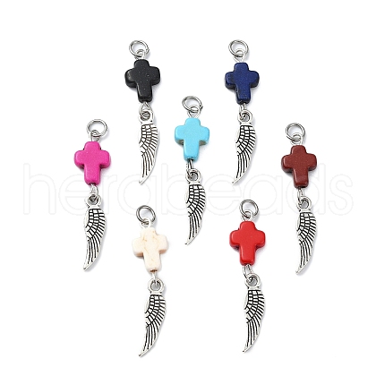 Dyed Synthetic Turquoise Pendants PALLOY-JF03061-1
