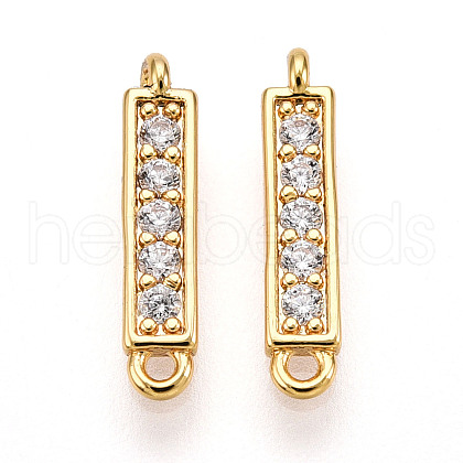 Brass Micro Pave Clear Cubic Zirconia Connector Charms KK-N261-79G-1