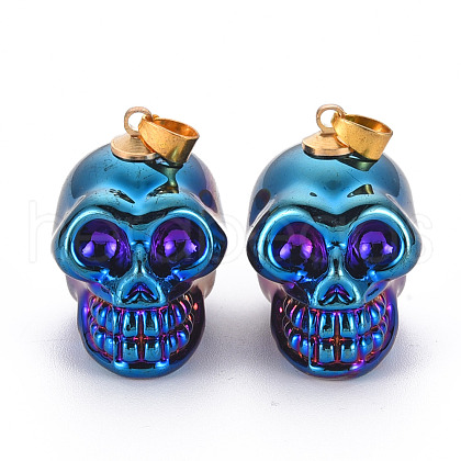 Electroplate K9 Glass Pendants EGLA-N009-001-E02-1