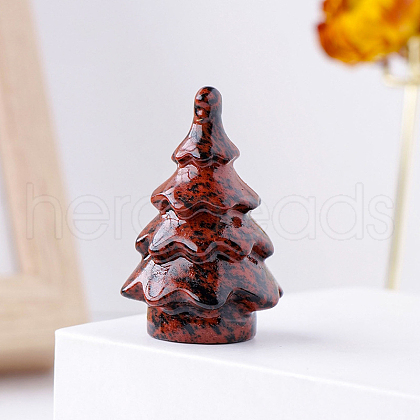 Natural Mahogany Obsidian Christmas Tree Statue DJEW-PW0013-25E-1