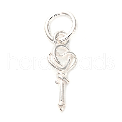 S925 Sterling Silver Heart Key Charms STER-K183-02A-S-1