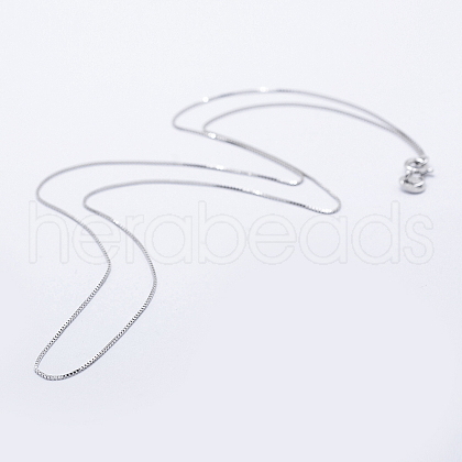 Anti-Tarnish Rhodium Plated 925 Sterling Silver Box Chain Necklaces STER-F039-40cm-03P-1
