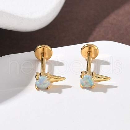 304 Stainless Steel Opal Stud Earrings EJEW-B143-01G-08-1
