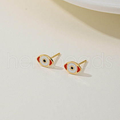Elegant Stainless Steel Enamel Evil Eye Stud Earrings AG3278-2-1