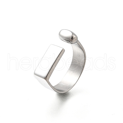 Rectangle 304 Stainless Steel Cuff Rings RJEW-S404-01P-1