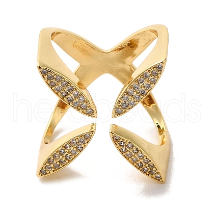 Brass Micro Pave Cubic Zirconia Rings RJEW-R141-01G-1
