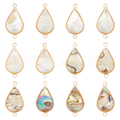 BENECREAT 12Pcs 2 Colors Shell Paper Resin Connector Charms KK-BC0012-72-1