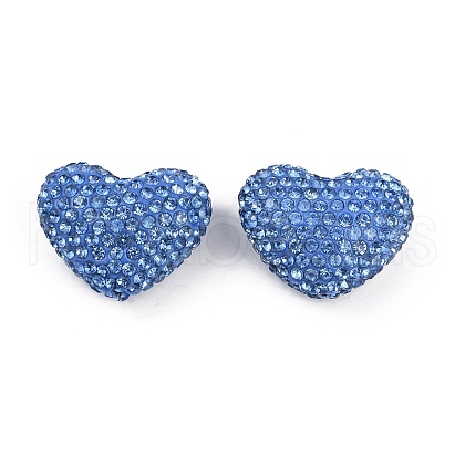 Heart Shaped Polymer Clay Rhinestone Beads CLAY-NH0002-02E-1