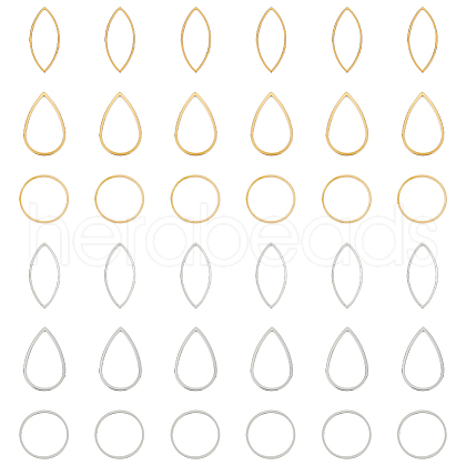 Unicraftale 36Pcs 6 Style 201 & 304 Stainless Steel Linking Rings STAS-UN0054-38-1