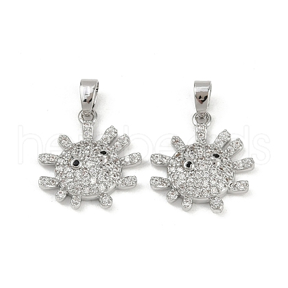 Brass Micro Pave Cubic Zirconia Pendants KK-C093-11P-1
