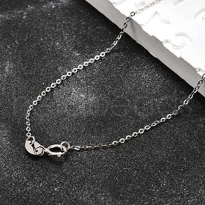 Anti-Tarnish Electroplated Rhodium Plated Sterling Silver Cable Chain Necklaces X-NJEW-N0048-46-18-1