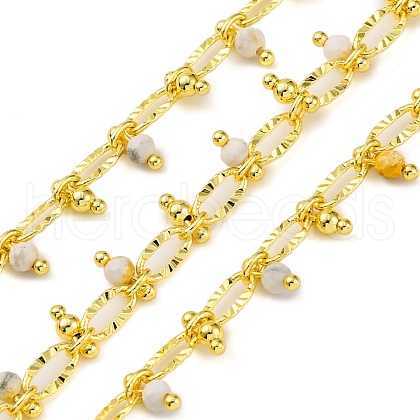 Handmade Faceted Natural Howlite Beaded Chains CHC-L050-01G-01-1
