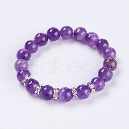 Natural Amethyst Stretch Bracelets BJEW-JB03210-05-1