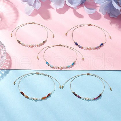 Chakra Theme Adjustable Natural Mixed Gemstone Braided Bead Bracelets for Women BJEW-JB11619-1