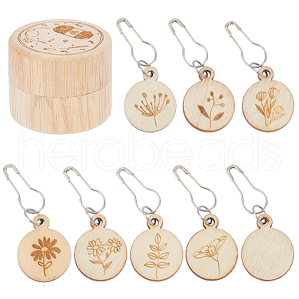 Wooden with Alloy Locking Stitch Marker TOOL-WH0155-32-1