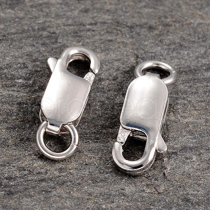 Anti-Tarnish Rhodium Plated 925 Sterling Silver Lobster Claw Clasps STER-K014-H154-12mm-P-1