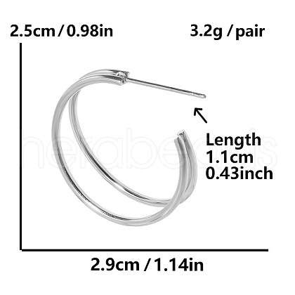 Fashionable 304 Stainless Steel C-Shaped Stud Earrings RC4314-1-1