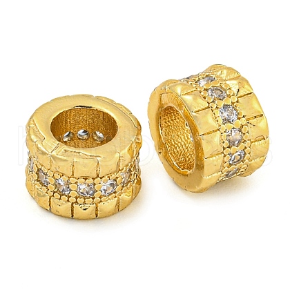 Rack Plating Brass Micro Pave Cubic Zirconia European Style Beads KK-F089-40G-1