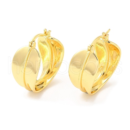Rack Plating Brass Feather Hoop Earrings for Women EJEW-D059-27G-1