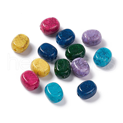 Crackle Opaque Acrylic Beads OACR-C006-19-1