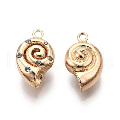 Brass Micro Pave Clear Cubic Zirconia Pendants KK-G436-25G-1