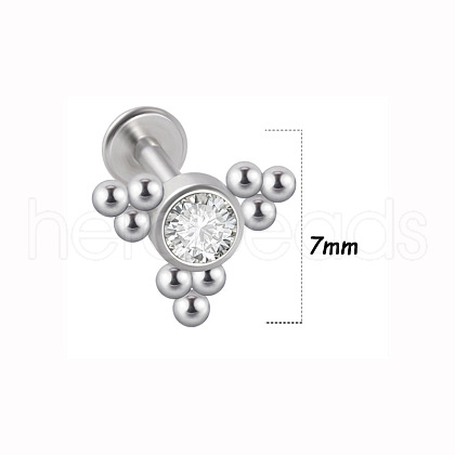 316L Surgical Stainless Steel & G23 Titanium & Crystal Rhinestone Flat Round Cartilage Earrings WGA7630-22-1