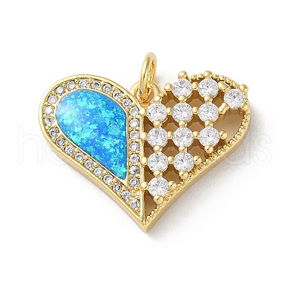 Brass Micro Pave Clear Cubic Zirconia Pendants KK-C045-01C-G-1