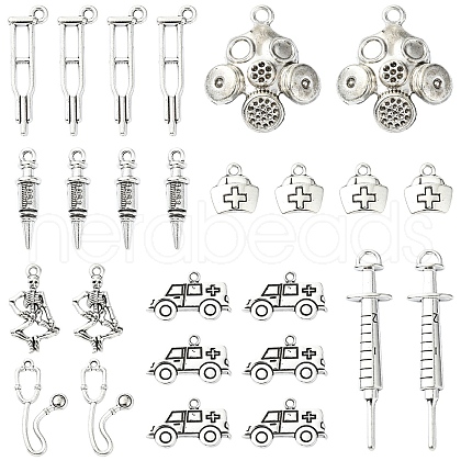 40Pcs 8 Styles Tibetan Style Alloy Pendants TIBEP-YW0001-86-1