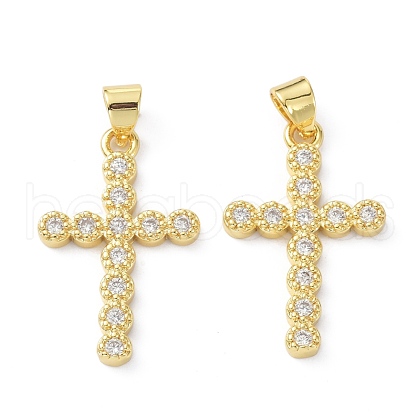 Brass Cubic Zirconia Pendant ZIRC-C021-39G-1