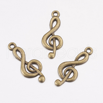Tibetan Style Treble Clef Pendants TIBEP-R315-AB-FF-1