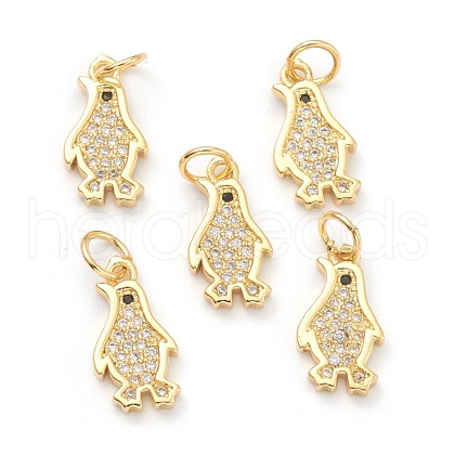 Brass Clear Cubic Zirconia Charms ZIRC-B010-06G-1