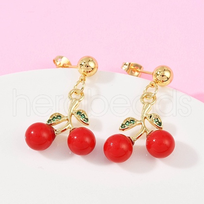 Brass Enamel Stud Earrings EJEW-Q045-04G-1