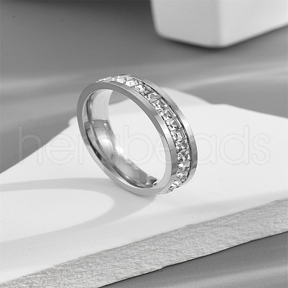 304 Stainless Steel Crystal Rhinestone Finger Rings FS-WG432ED-09-1