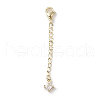 Brass Micro Pave Clear Cubic Zirconia Chain Extender KK-G491-52D-G-1