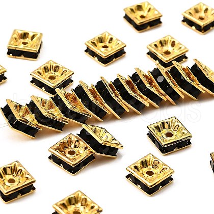 Brass Rhinestone Spacer Beads RSB074NF-04G-1