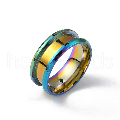201 Stainless Steel Grooved Finger Ring Settings STAS-TAC0002-80A-M-1