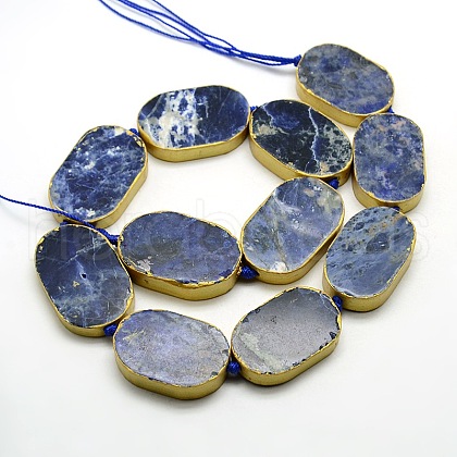 Oval Natural Sodalite Beads Strands G-N0119-01-1