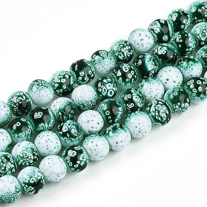 Transparent Baking Painted Glass Beads Strands DGLA-N009-8mm-06-1