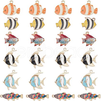 SUNNYCLUE 24Pcs 6 Styles Alloy Enamel Pendants ENAM-SC0005-69-1