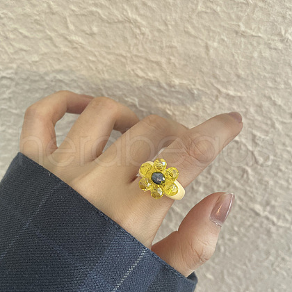 Retro Lovely Resin and Quartz Crystal Finger Rings FS-WG43D53-01-1