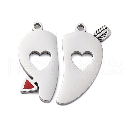 304 Stainless Steel Enamel Split Pendants STAS-H235-04A-P-1
