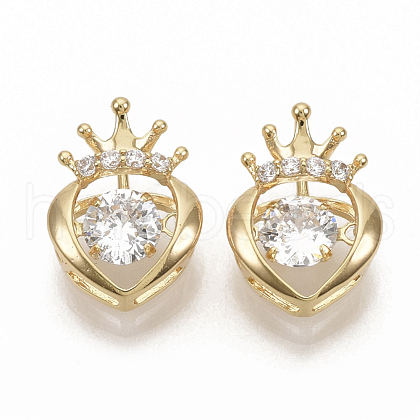 Brass Micro Pave Clear Cubic Zirconia Charms ZIRC-T011-20G-NF-1