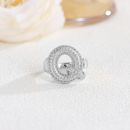 Brass Micro Pave Clear Cubic Zirconia Cuff Rings FS-WG4832E-34-1