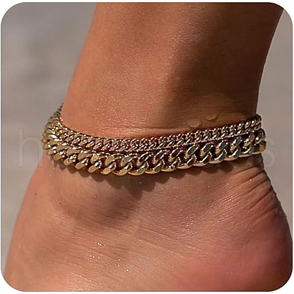 Aluminium Twisted Chain Double Layer Anklets WG33CC1-01-1