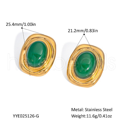 Stainless Steel Oval Stud Earrings PW6758-1-1