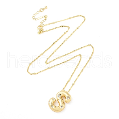 Brass Micro Pave Clear Cubic Zirconia Pendant Necklaces NJEW-Z038-01G-S-1
