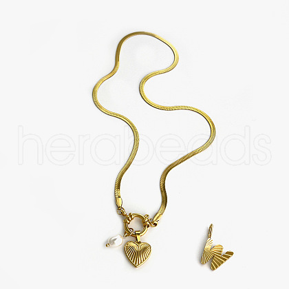 304 Stainless Steel Letter and Heart Pendant Necklaces for Women FS-WG694DF-23-1