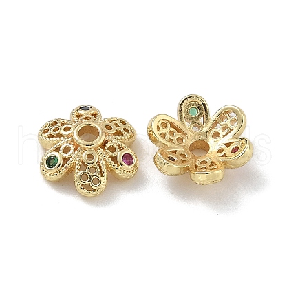 Brass Micro Pave Cubic Zirconia Bead Caps ZIRC-F141-16G-1