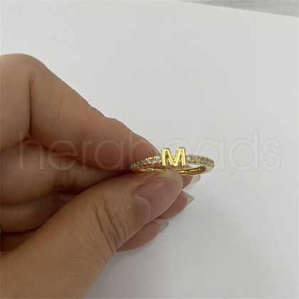 Brass Micro Pave Clear Cubic Zirconia Finger Rings FS-WGE303B-39-1